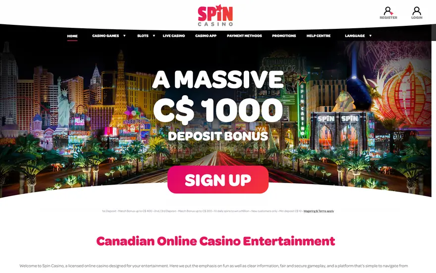 Spin Casino lobby